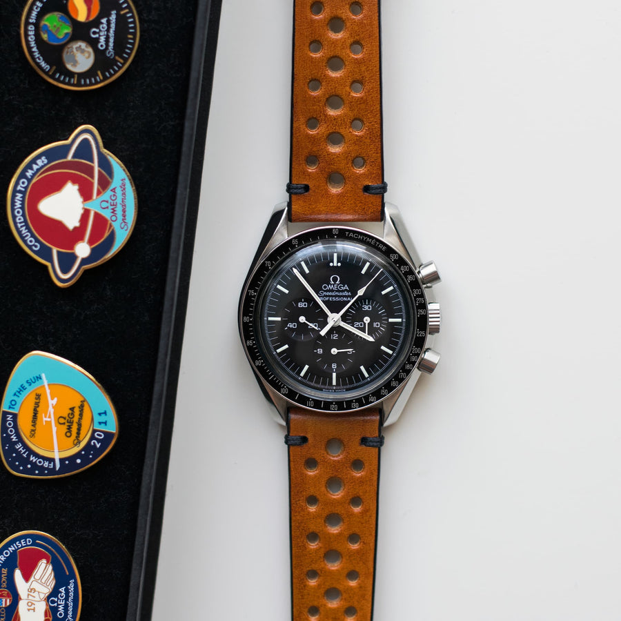 Two-Stitch Racing Honey Leather Watch Strap - Two Stitch Straps