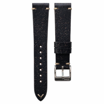 Two-Stitch Vintage Black Leather Watch Strap - Two Stitch Straps