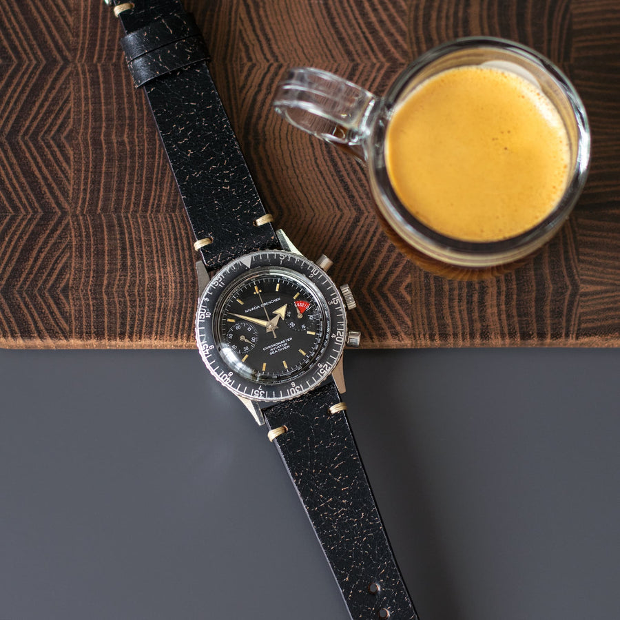 Two-Stitch Vintage Black Leather Watch Strap - Two Stitch Straps