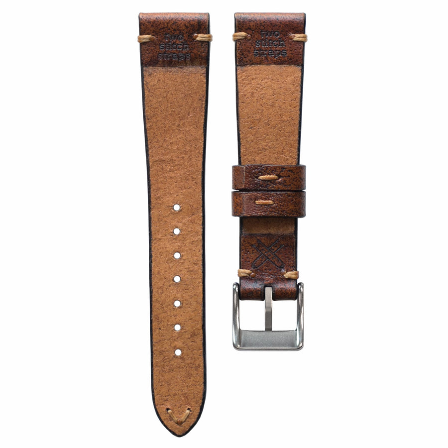 Two-Stitch Vintage Cognac Leather Watch Strap - Two Stitch Straps